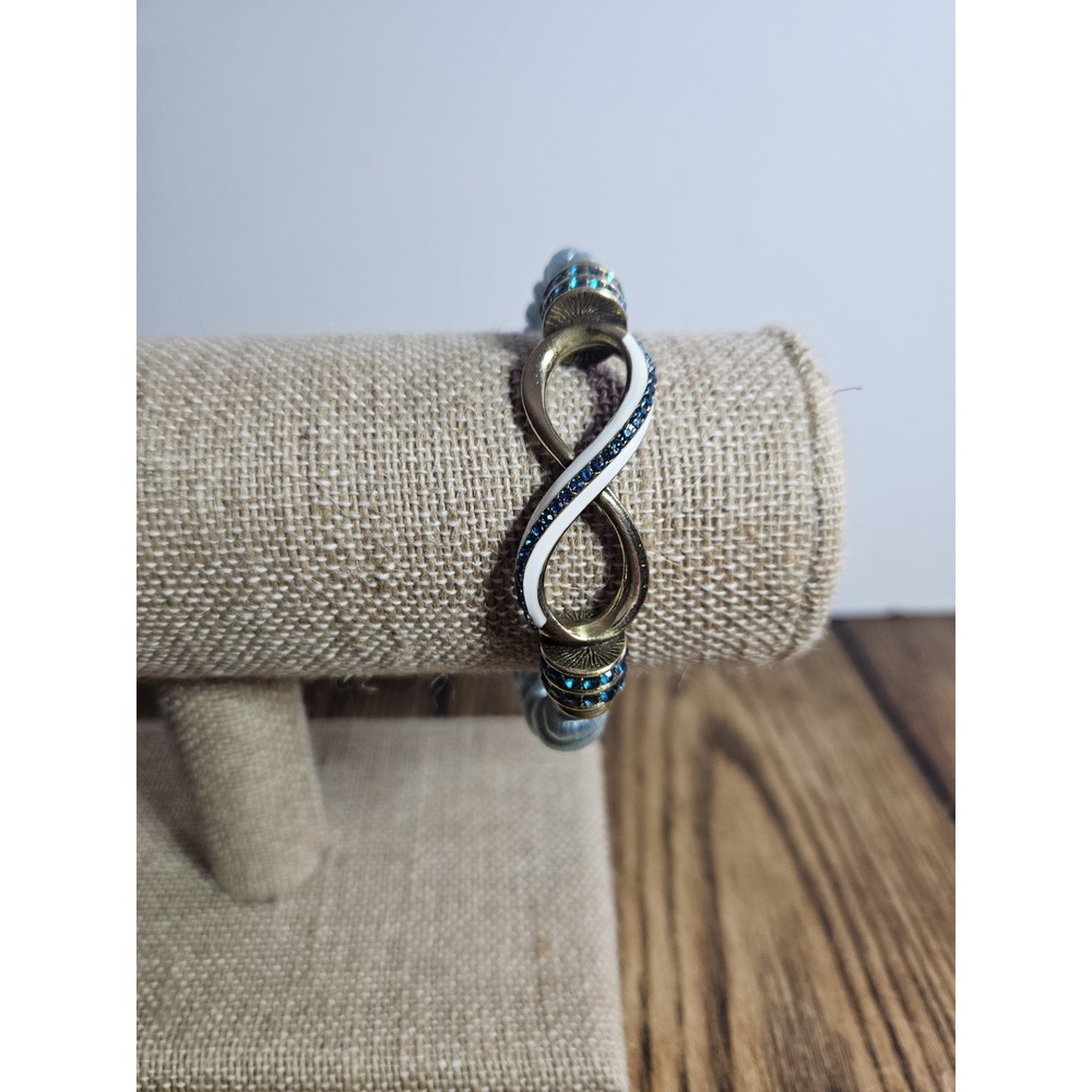 Heidi Daus Summer Breeze Infinity Rope Bracelet Blue Enamel Crystal Toggle